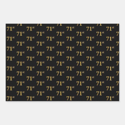 Elegantes Schwarz, Rot, Blau, Imitate Gold 71. Eve Geschenkpapier Set (Vorderseite)