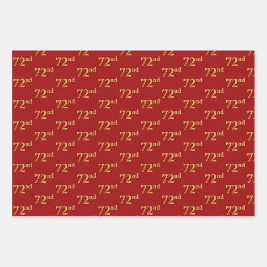 Elegantes Schwarz, Rot, Blau, Imitate Gold 72. Eve Geschenkpapier Set (Vorderseite 2)