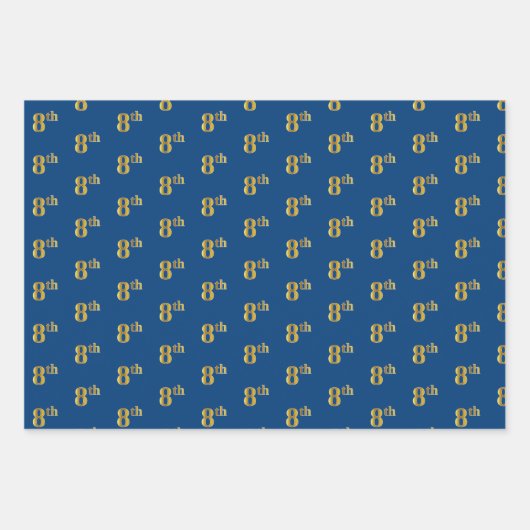 Elegantes Schwarz, Rot, Blau, Imitate Gold 8. Even Geschenkpapier Set (Vorderseite 3)