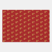 Elegantes Schwarz, Rot, Blau, Imitate Gold 8. Even Geschenkpapier Set (Vorderseite 2)