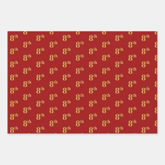 Elegantes Schwarz, Rot, Blau, Imitate Gold 8. Even Geschenkpapier Set (Vorderseite 2)