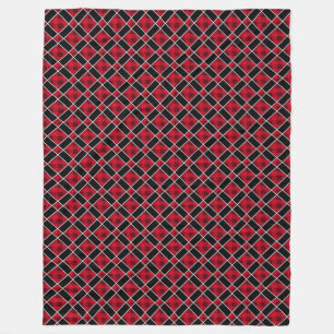 Elegantes Schwarz-Rot-Diamantmuster Fleecedecke