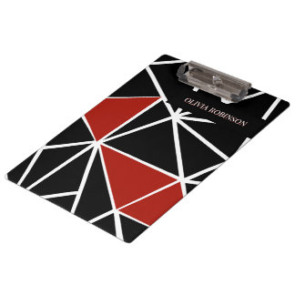 Elegantes Schwarz-Rot-Geometrie-Muster Klemmbrett
