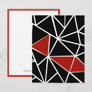 Elegantes Schwarz-Rot-Geometrie-Muster Mitteilungskarte