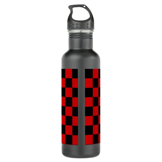 Elegantes Schwarz & Rot kariert Edelstahlflasche (Rückseite)