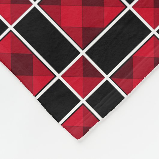 Elegantes schwarz-rot kariertes Muster Fleecedecke (Ecke)