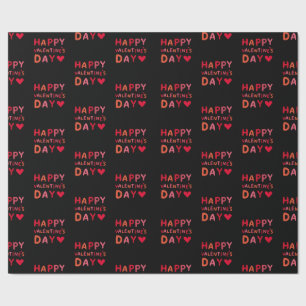 Elegantes Schwarz & Rot rosa Happy Valentine Geschenkpapier