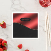 Elegantes Schwarz Rot Stilvolles Wave Design perso Serviette (Beispiel)