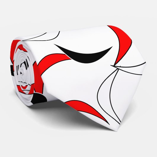 Elegantes Schwarz, Rot und Weiß Abstraktes Muster  Krawatte (Gerollt)
