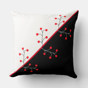 Elegantes Schwarz, Rot und Weiß & Wilde Beeren Kissen