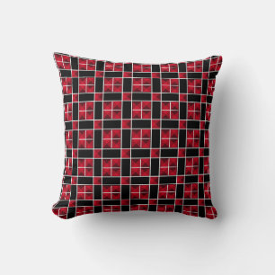 Elegantes Schwarz-Rot-Weiß-Muster Kissen