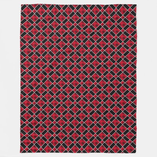 Elegantes schwarz-rotes Diamantmuster Fleecedecke (Vorderseite)