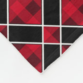 Elegantes schwarz-rotes Diamantmuster Fleecedecke (Ecke)
