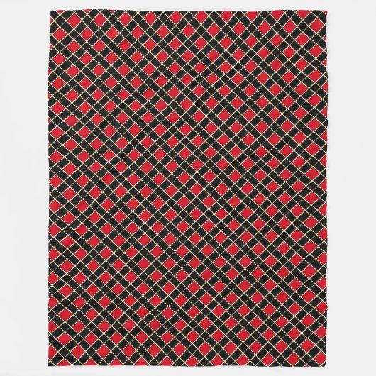 Elegantes schwarz-rotes Muster Fleecedecke (Vorderseite)