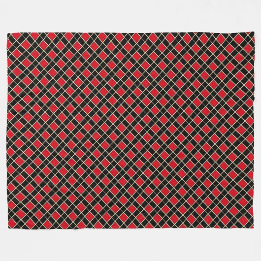 Elegantes schwarz-rotes Muster Fleecedecke (Vorderseite (Horizontal))