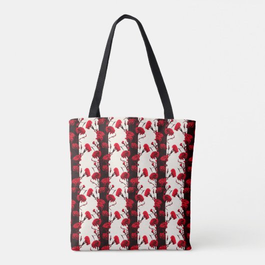 Elegantes Schwarz Rotes Weiß Streifen Carnation Tasche (Rückseite)