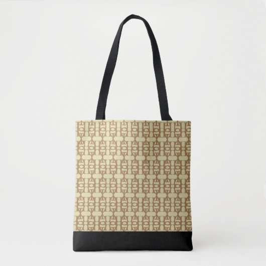 Elegantes Schwarz-, Sand- und Braun-Muster Tasche (Vorderseite)