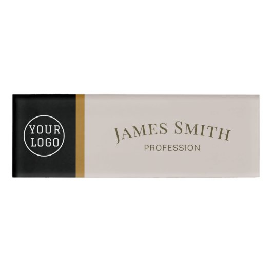 Elegantes Schwarz & Sandgrau: Logo für Ihr Unterne Namenschild (Vorderseite)