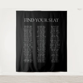 Elegantes Schwarz Seat Wedding Chart Wandteppich