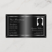 Elegantes Schwarz-Silber-Dekor mit Logo und Foto Visitenkarte (Rückseite)