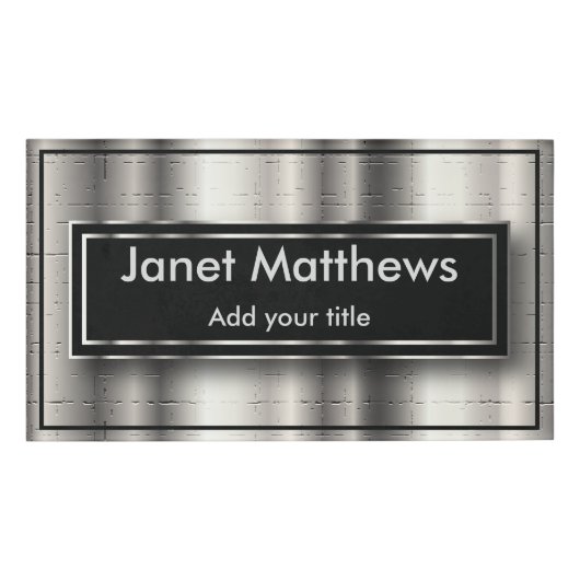 Elegantes Schwarz-Silber-Design Namenschild (Vorderseite)