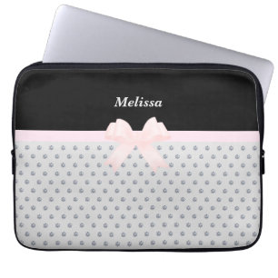 Elegantes Schwarz & Silber Diamanten Laptop Laptopschutzhülle