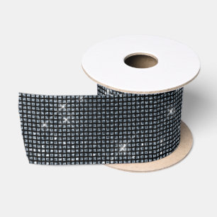 Elegantes Schwarz-Silber-Glanzmuster Satinband