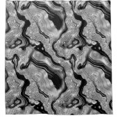 Elegantes Schwarz-Silber-Glitzer-Muster Duschvorhang (Vorderseite)