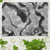 Elegantes Schwarz-Silber-Glitzer-Muster Geschirrtuch (Gefaltet)