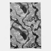 Elegantes Schwarz-Silber-Glitzer-Muster Geschirrtuch (Vertikal)