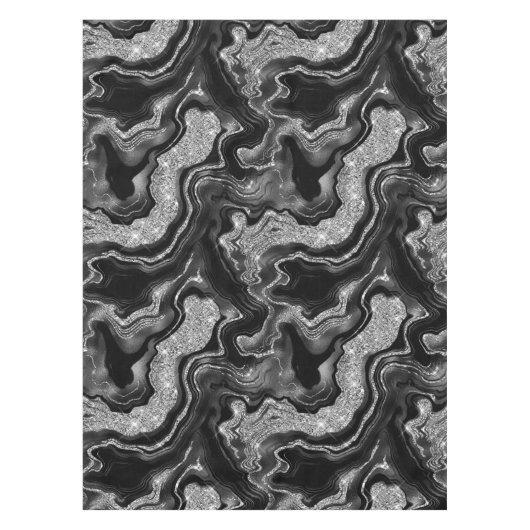 Elegantes Schwarz-Silber-Glitzer-Muster Tischdecke (Vorderseite)