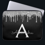 Elegantes Schwarz-Silber-Glitzer-Sparkle-Monogramm Laptopschutzhülle<br><div class="desc">Schwarz und Silber Imitate Dripping Modern and Elegant Girly Glitzer and Sparkle Elegant Monogram Case. Dieser Fall kann so angepasst werden,  dass er Ihren Anfangs- und Vornamen enthält.</div>