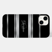 Elegantes Schwarz-Silber-Grau-Design Case-Mate iPhone Hülle (Rückseite (Horizontal))