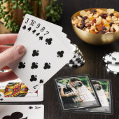 Elegantes Schwarz-Silber-Hochzeitsfoto Spielkarten (In Situ)