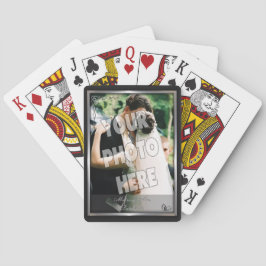 Elegantes Schwarz-Silber-Hochzeitsfoto Spielkarten