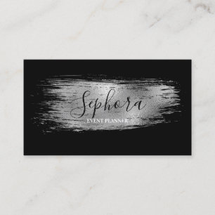 Elegantes Schwarz - Silber Metallische Folienfarbe Visitenkarte