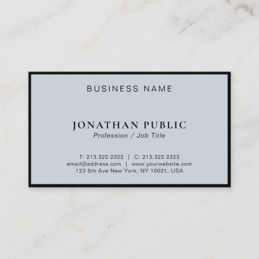 Elegantes Schwarz & Silber Modernes Minimalistisch Visitenkarte (Vorderseite)