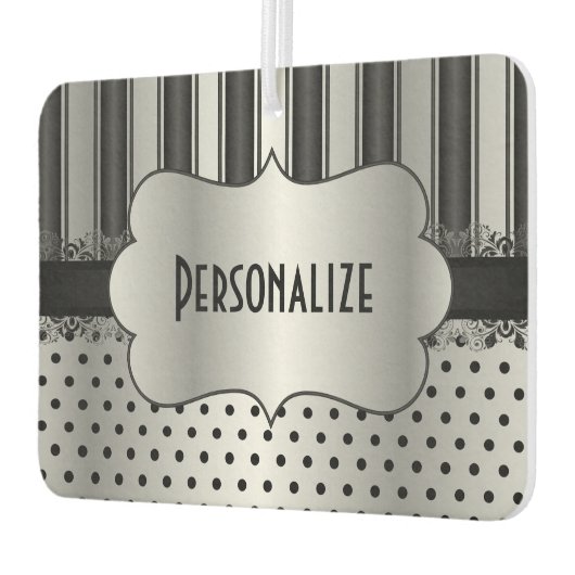 Elegantes Schwarz-Silber-Muster | Personalisieren Autolufterfrischer (Links)