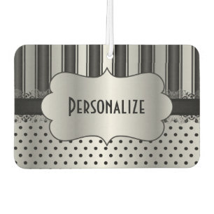 Elegantes Schwarz-Silber-Muster Personalisieren Autolufterfrischer