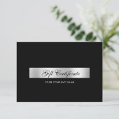 Elegantes Schwarz-Silber-QR-Code-Geschenk-Zertifik (Stehend Vorderseite)