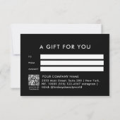 Elegantes Schwarz-Silber-QR-Code-Geschenk-Zertifik (Rückseite)