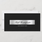 Elegantes Schwarz-Silber-QR-Code-Geschenkgutschein (Vorderseite)