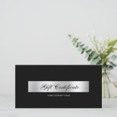 Elegantes Schwarz-Silber-QR-Code-Geschenkgutschein (Stehend Vorderseite)