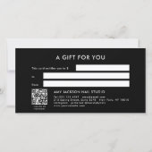 Elegantes Schwarz-Silber-QR-Code-Geschenkgutschein (Rückseite)