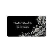 Elegantes Schwarz-Silber-Rücksendesiegel Adressaufkleber (Vorne)
