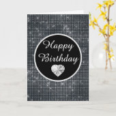 Elegantes Schwarz-Silber-Sparkle-Muster Geburtstag Karte (Gelbe Blume)