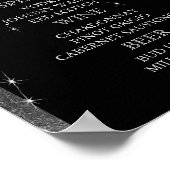 Elegantes Schwarz-Silber-Starlights - Bar Menu Poster (Ecke)
