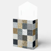 Elegantes Schwarz-, Silber- und Gold-Metallic-Chec Geschenkschachtel (Geöffnet)