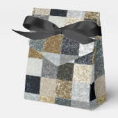 Elegantes Schwarz-, Silber- und Gold-Metallic-Chec Geschenkschachtel (Vorderseite)