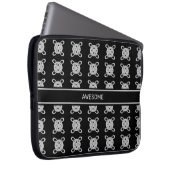 Elegantes schwarz-silbergraues Zirkelmuster Laptopschutzhülle (Vorne Rechts)